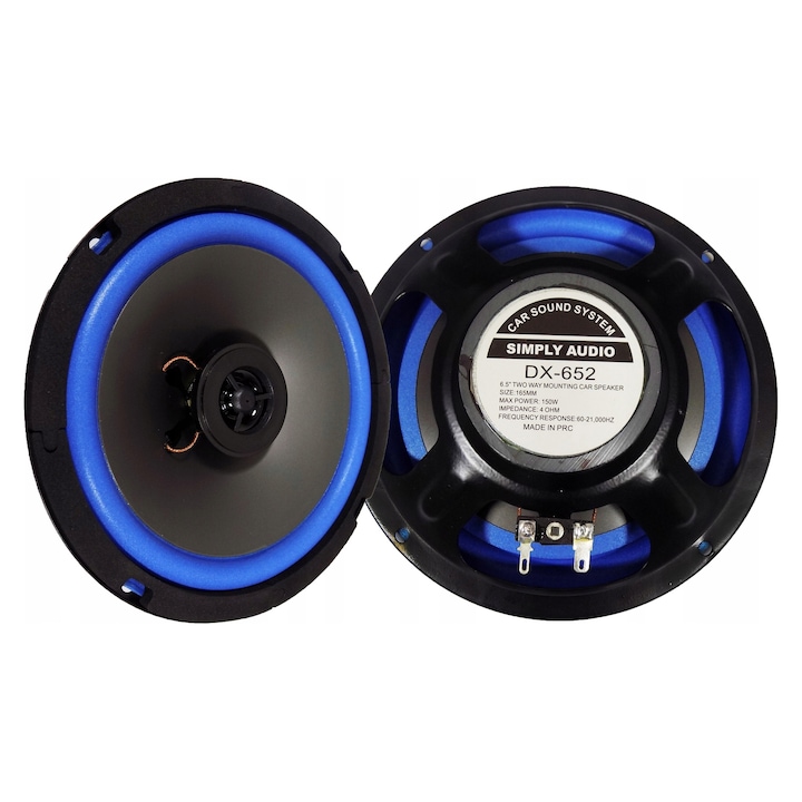 Difuzoare auto Simply, 165mm, 300W, 4 Ohm, 60Hz-2100Hz, set 2 bucati