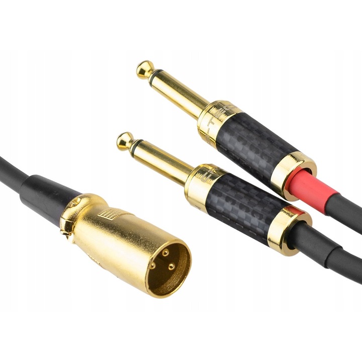 Kabel audio 2x Jack 6,3mm mono - XLR meski Klotz 6m, carbon, 24k aur