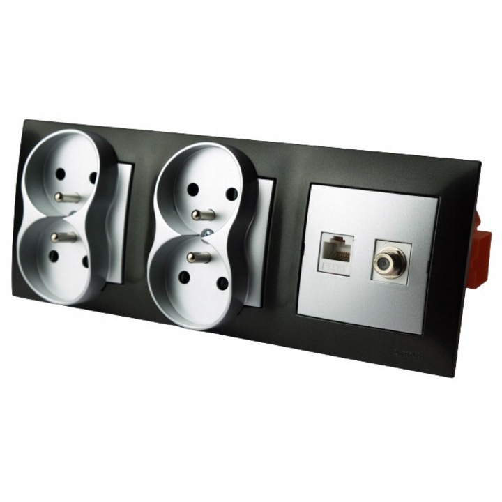 Prize Simon 54 Premium, antracit, 87x224x9,5mm, cu modul keystone RJ-45, set subtire