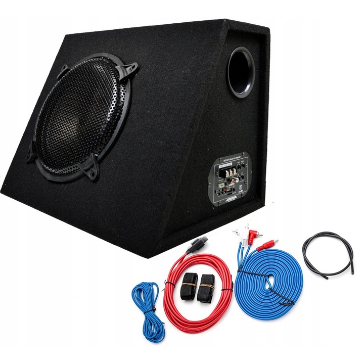 Subwoofer activ Voice Kraft 30cm, 600W, bass reflex, dimensiuni 48x33,5x30cm, set complet
