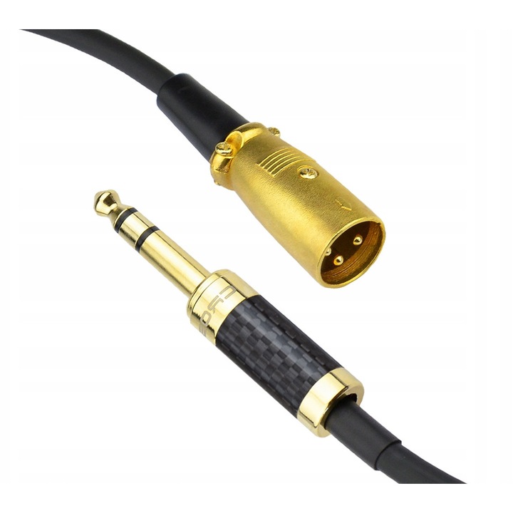 Cablul audio 6,3mm Jack stereo - XLR masculin Klotz 6m, aurit, carbon