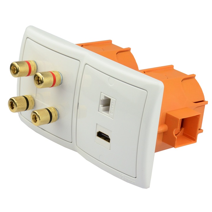 Priza SIMON, HDMI, RJ-45, бял, 7,8x7,8x1см