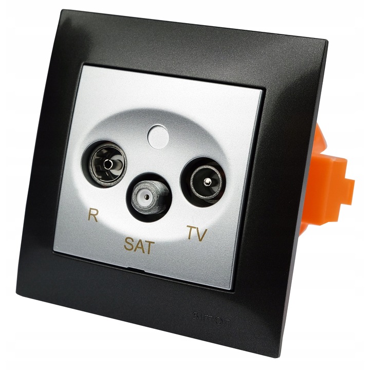 Gniazdo RTV SAT Simon 54 Premium, antracit, 8,7x8,2x1cm