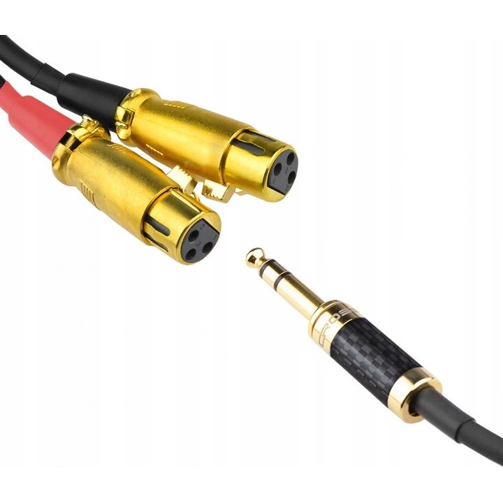 Cabluri audio 2x XLR feminin - Jack 6,3mm stereo Klotz, 6m, carbon, aurit