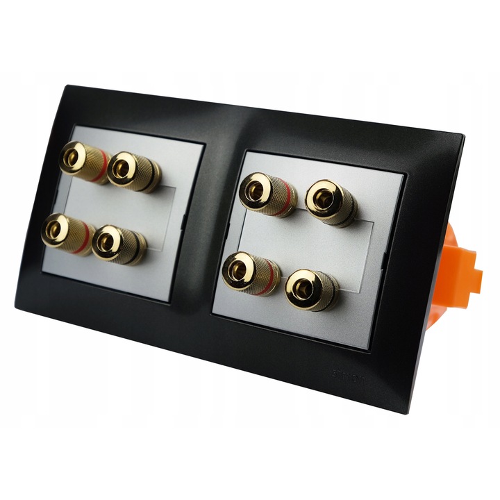 Gniazdo glosnikowe scienn podtynkowe Simon 54 Premium, 8 intrari, antracit, 8,7x15,3x1cm