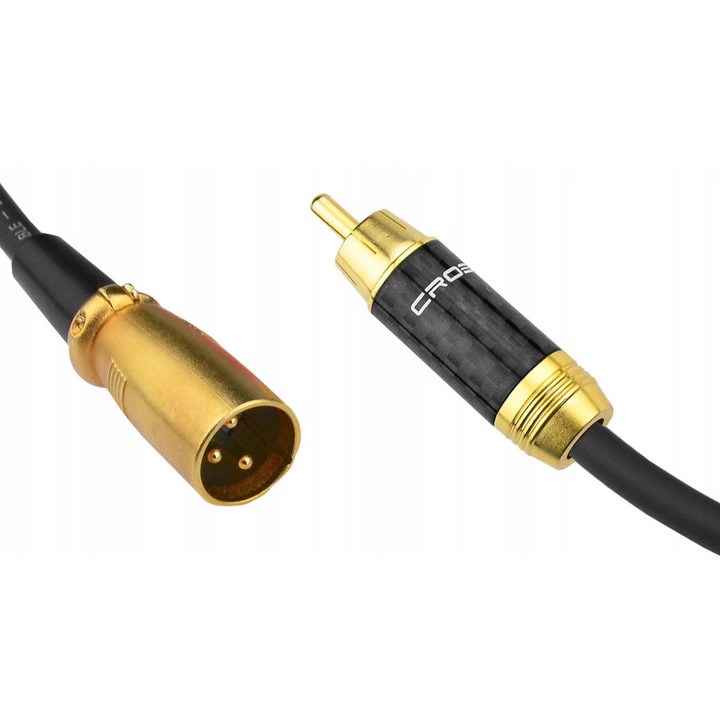 XLR meski - RCA Cross-Tech Klotz audiokábelek, 2m, 24k arany, kopásálló