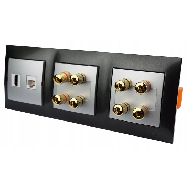 Разклонител с 8 гнезда, Kontakt Simon Premium, антрацит, 8x23x1см