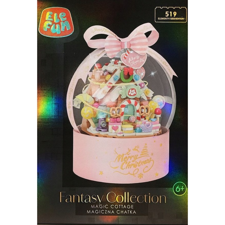 Set de constructie Elefun Fantasy Collection - Magiczna Chatka, 519 elemente, roza