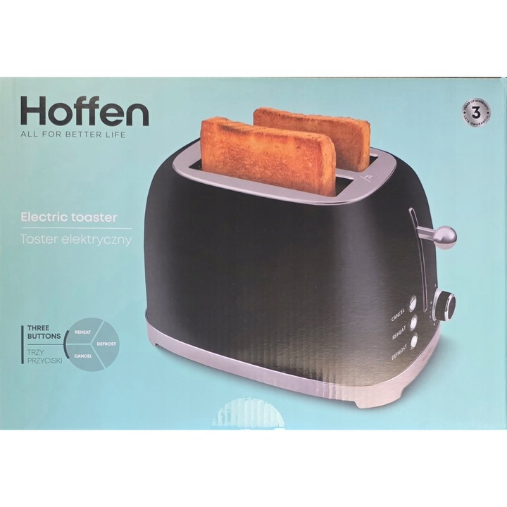 Hoffen kenyérpirító, 815 W, 6 fokozat, fekete