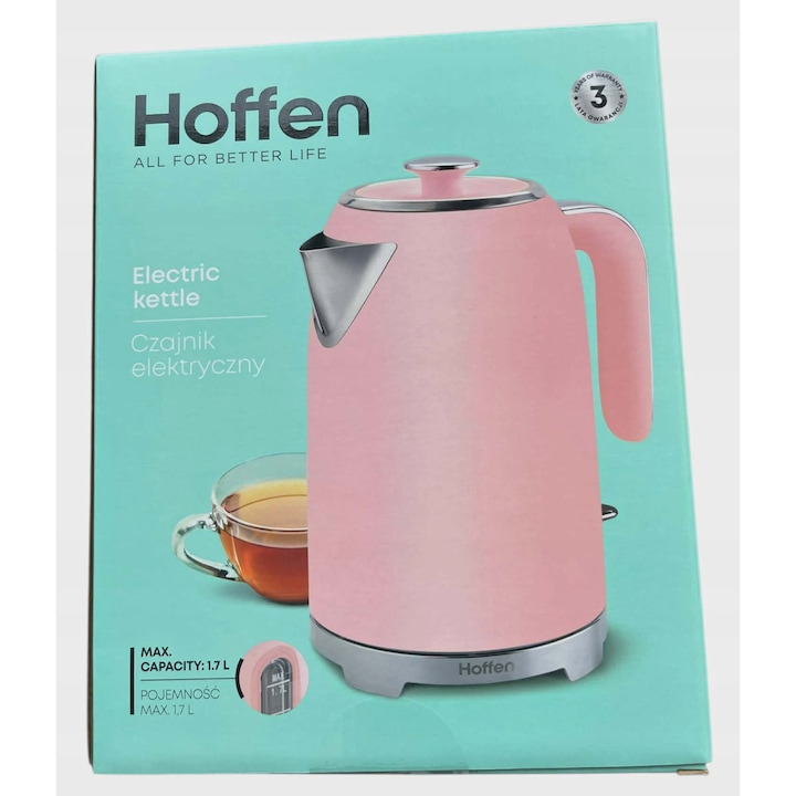 Fierbator Severin WK 3420, 2200W, capacitate XXL1.7 L, baza 360°, filtru anti calcar, sticla /inox