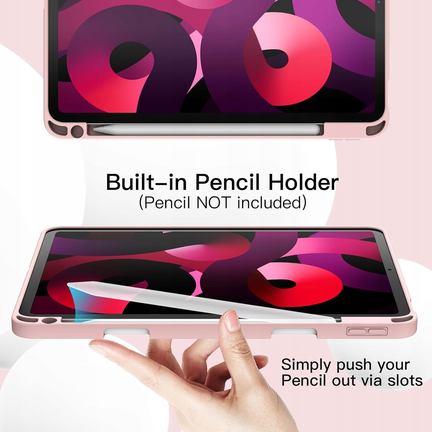 Etui pentru iPad Air 11, JETech, roz, slim, cu suport pentru Pencil, 18,4x1,1x25,1cm