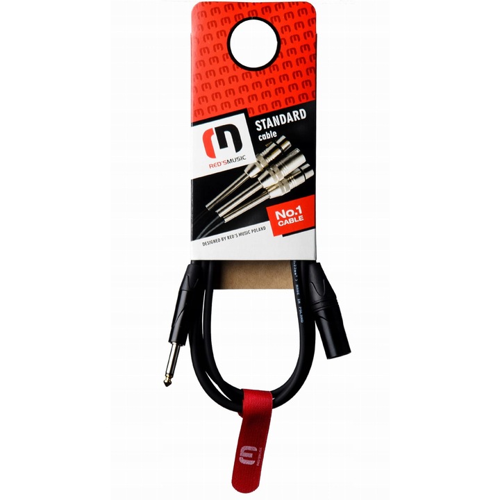 Red's Music MC1350 audiokábelek, 6,3mm jack - XLR apa, 5m, piros