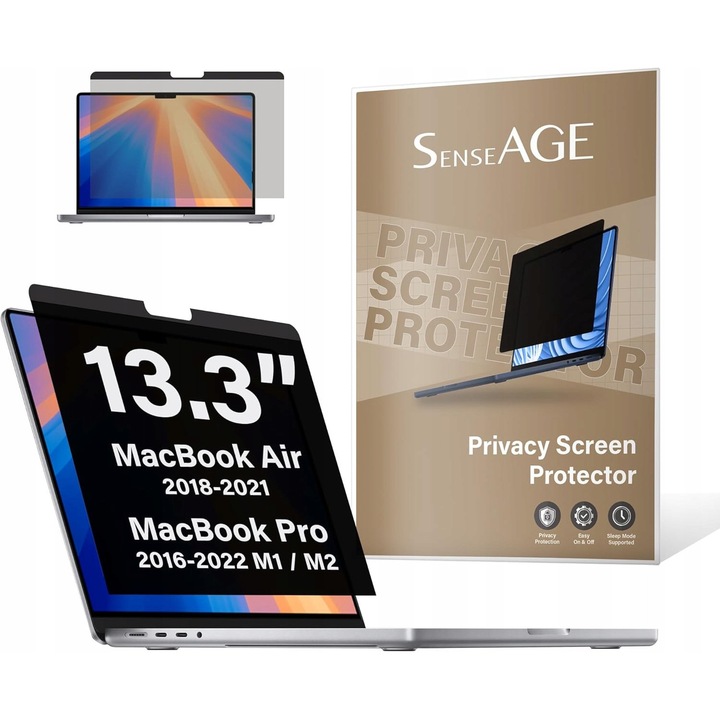Filtru de confidentialitate magnetic pentru MacBook Air 13,3", SenseAGE, protectie impotriva luminii albastre, dimensiuni 29,7x19,4cm