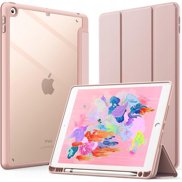 Husa tableta JETech pentru iPad 6/5 9,7'', roz cu suport pentru creion