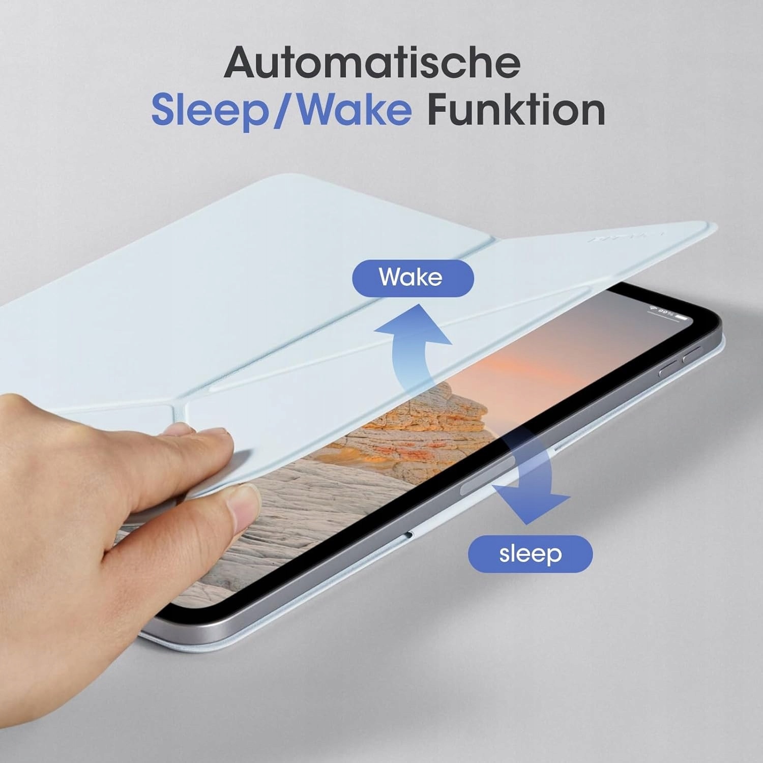 Etui Pitaka MagEZ Folio 2 pentru iPad Pro 11" si Air 10.9", gri-albastru, 4 unghiuri de vizionare, functie sleep/wake