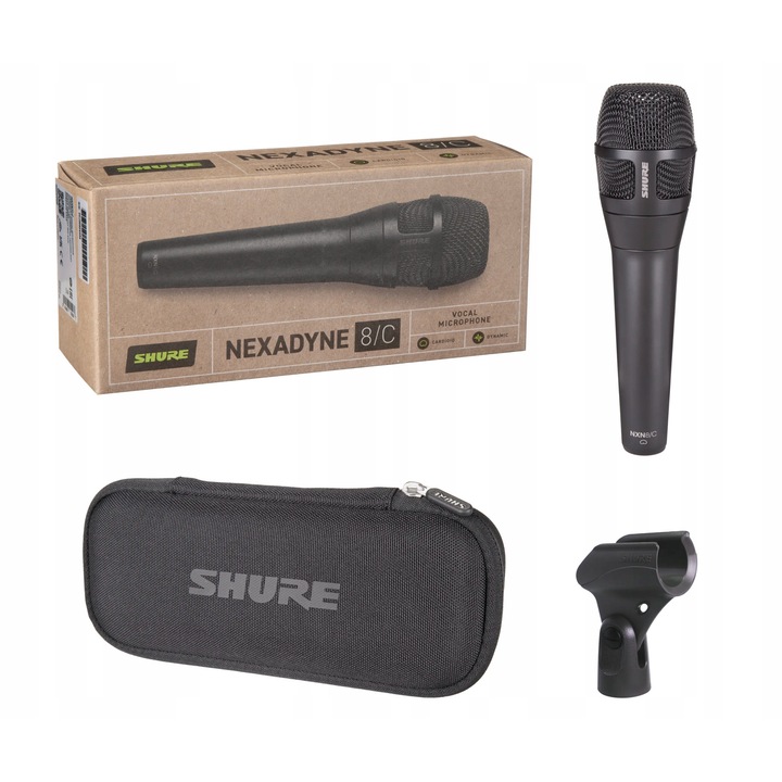 Mikrofon dinamic Nexadyne 8/C, Shure, kardioid, tehnologie Revonic, negru, 9,10 oz