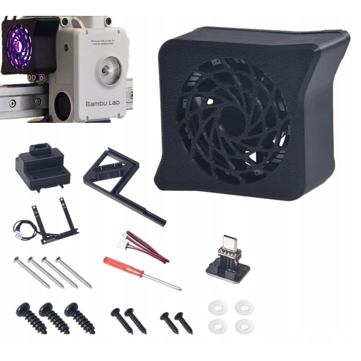 Ventilator racire BIQU Panda Cooler V1 RGB Wi-Fi pentru imprimante 3D A1 A1 Mini, racire uniforma, iluminare dinamica