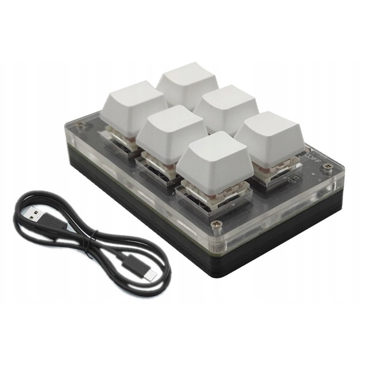 Tastatura mecanica programabila 6 butoane, USB-C, comutatoare rosii, 84x57x32mm