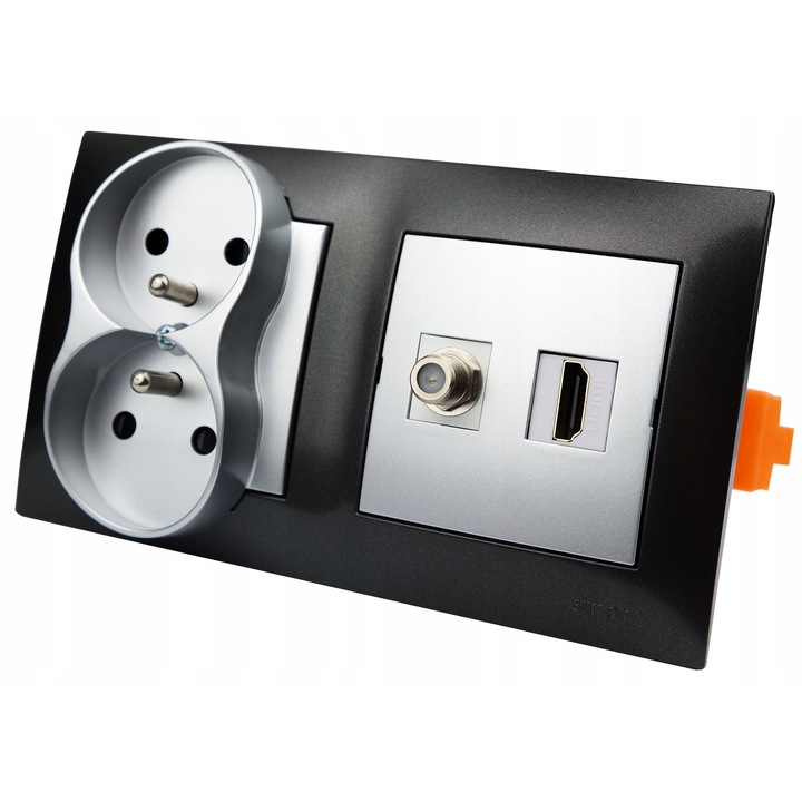 Приставка 230V F HDMI тънка, Simon 54 Premium, антрацит, 8,7x15,3x1см