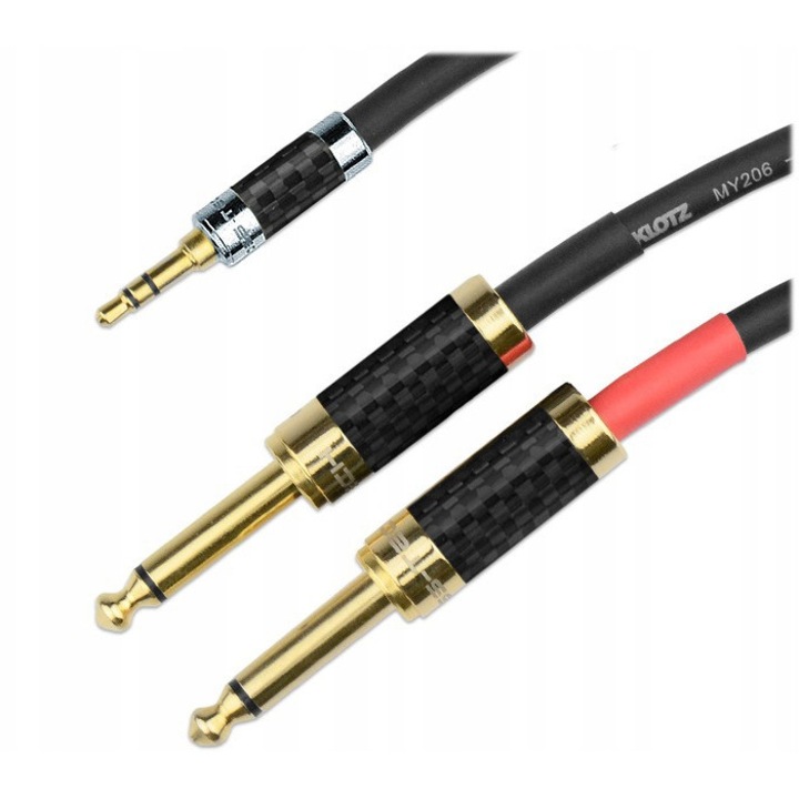 Cabluri audio, Klotz, 3,5mm Jack - 2x 6,3mm Jack, 6m, carbon
