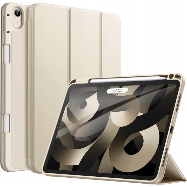 Husa tableta JETech pentru iPad 11" (A16) si iPad 10,9" (10 gen), suport pentru Pencil, culoare bej, dimensiuni 11"x10,9"