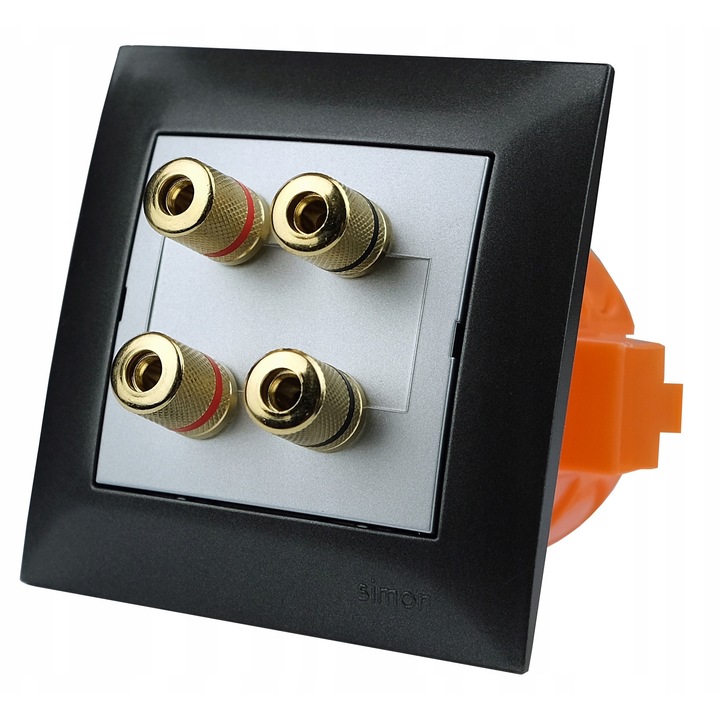 Gniazdo glosnikowe Simon 54 Premium, 4 intrari, antracit, 8,7x8,2x1cm