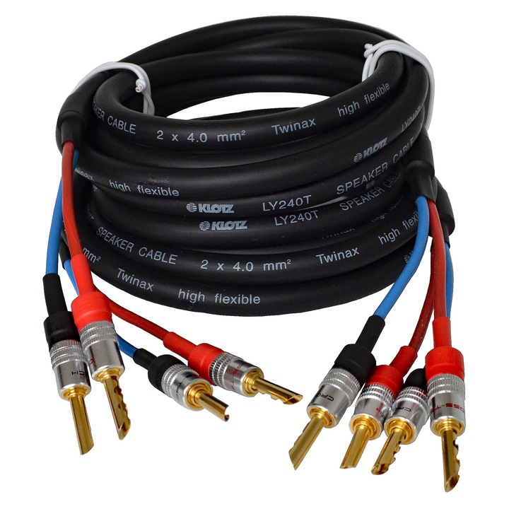 Kabel glosnikowy Klotz 4,00 mm2, 2x3,5m, metalice, 24k aur