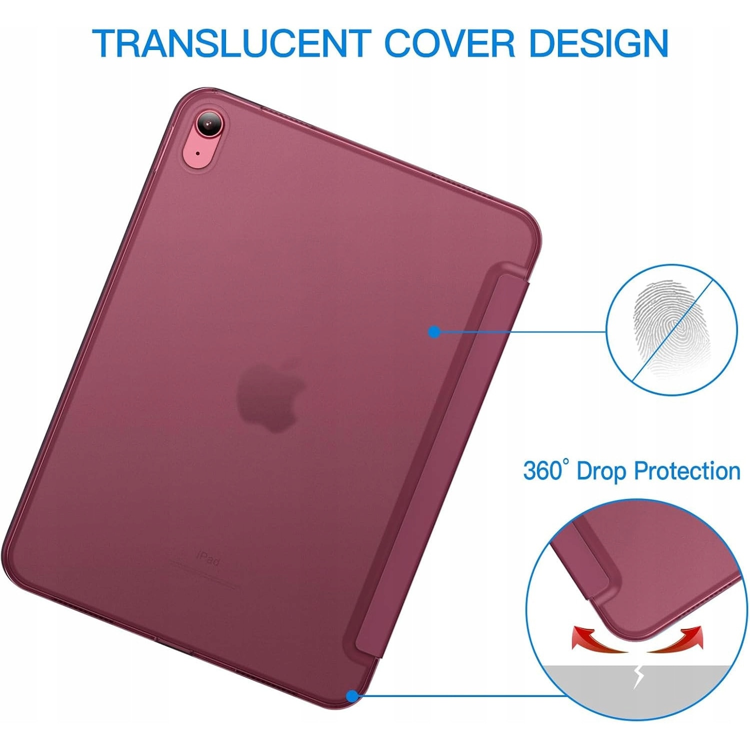 Etui JETech pentru iPad 11" (A16) 11/10 gen. 2025/2022, suport, bordowy