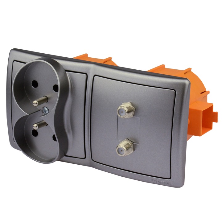 Контакт Simon Basic, инокс, 7,8x7,8x1см, RCA 230V