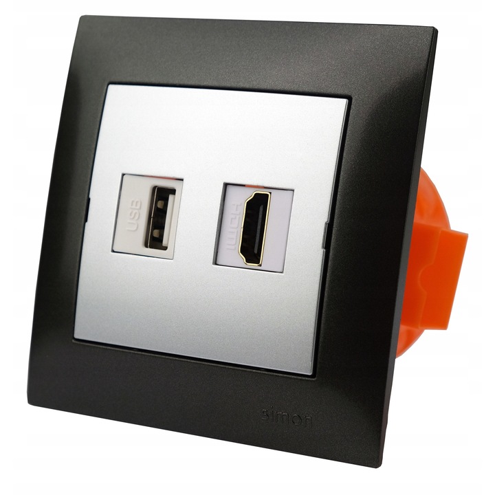 Gniazdo subtire Simon 1 USB 1 HDMI, antracit, 8,7x8,2x1cm