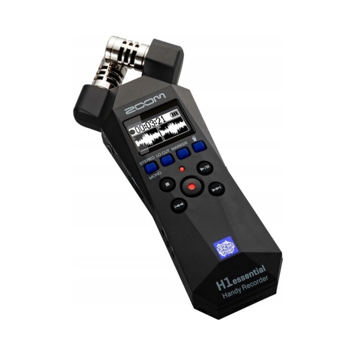 Zoom H1essential digitális audiofelvevő, hordozható, X/Y mikrofonok, fekete, 32-Bit