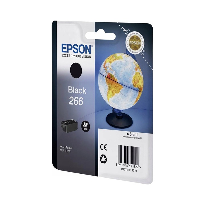 EPSON 266 tintapatron, fekete, 5.8ml, WorkForce WF-100W nyomtatóhoz
