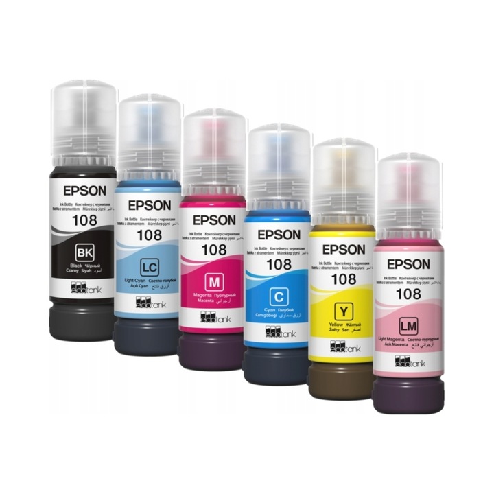 Epson 108 tintapatron készlet, 6 darab, CMYK színek, 70ml/darab
