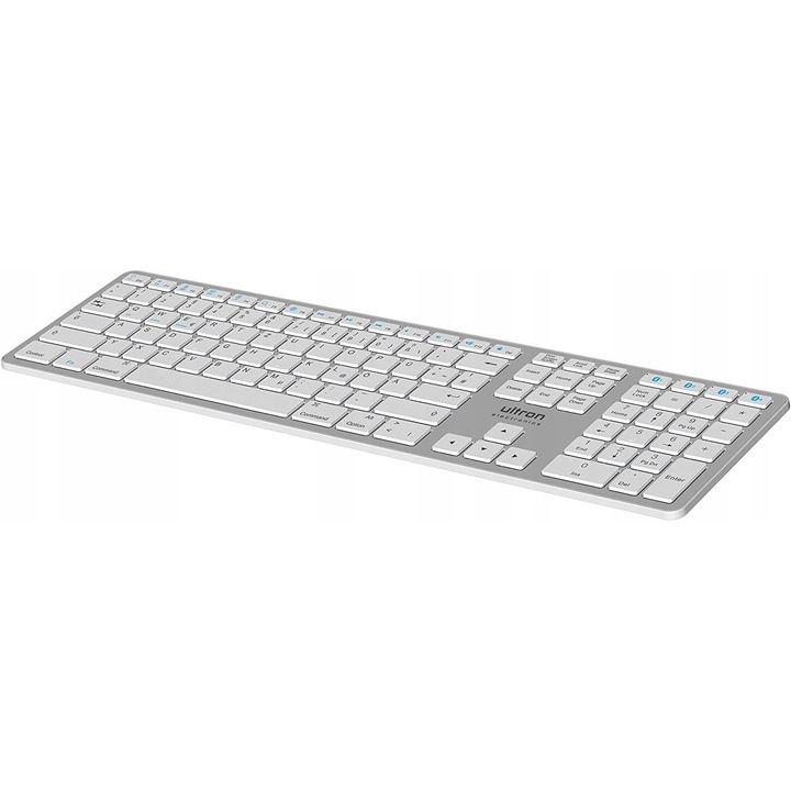 Tastatura Bluetooth Ultron UMK-1, compatibila cu 4 dispozitive, aluminiu, QWERTZ