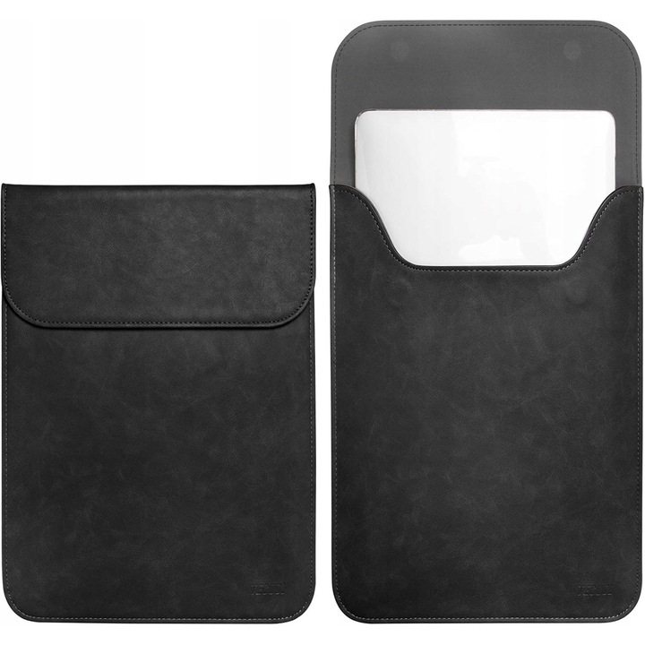 Tecool bőr laptoptáska, 13 hüvelykes, vízálló, fekete, mérete 33,5x24,4cm, kettős felhasználású készlet