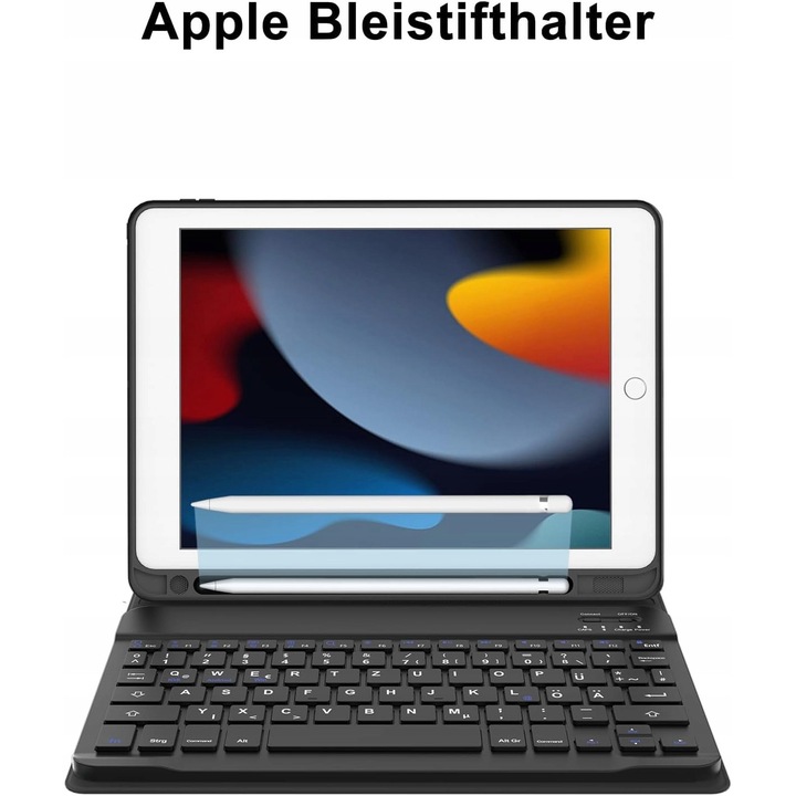 Etui cu tastatura Bluetooth D DINGRICH pentru iPad 10.2" 9/8/7 Air 3 Pro 10.5", QWERTY, incarcare USB