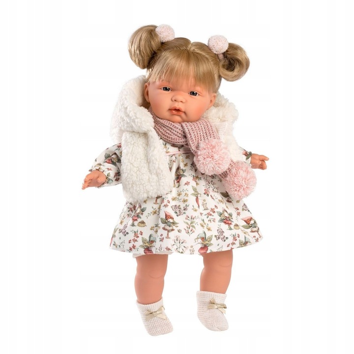 Joelle baba 38 cm, kézzel készített, puha pocak, organikus anyag, kislányoknak