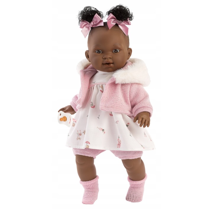 Papusa 38 cm Diara, Llorens, burtica moale, material din bumbac organic, pentru fetite