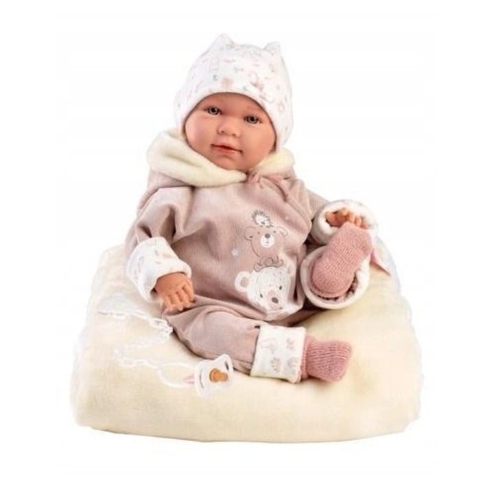 Lala bobas Lala cu pernuta 42cm, Llorens, material organic, handmade, multicolor