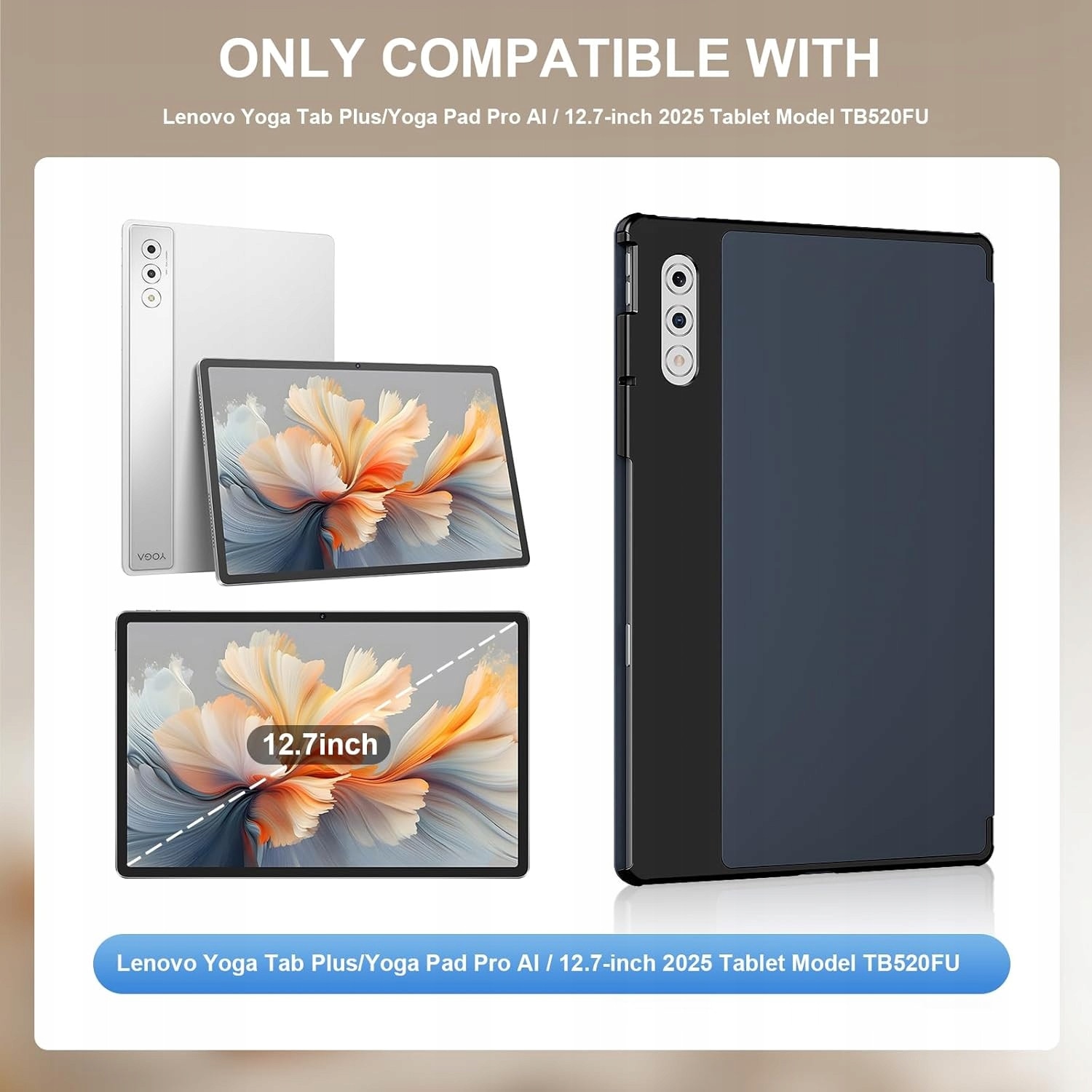 Husa tableta GSM pentru Lenovo Yoga Tab Plus 12,7", cu suport, elegant, multicolor