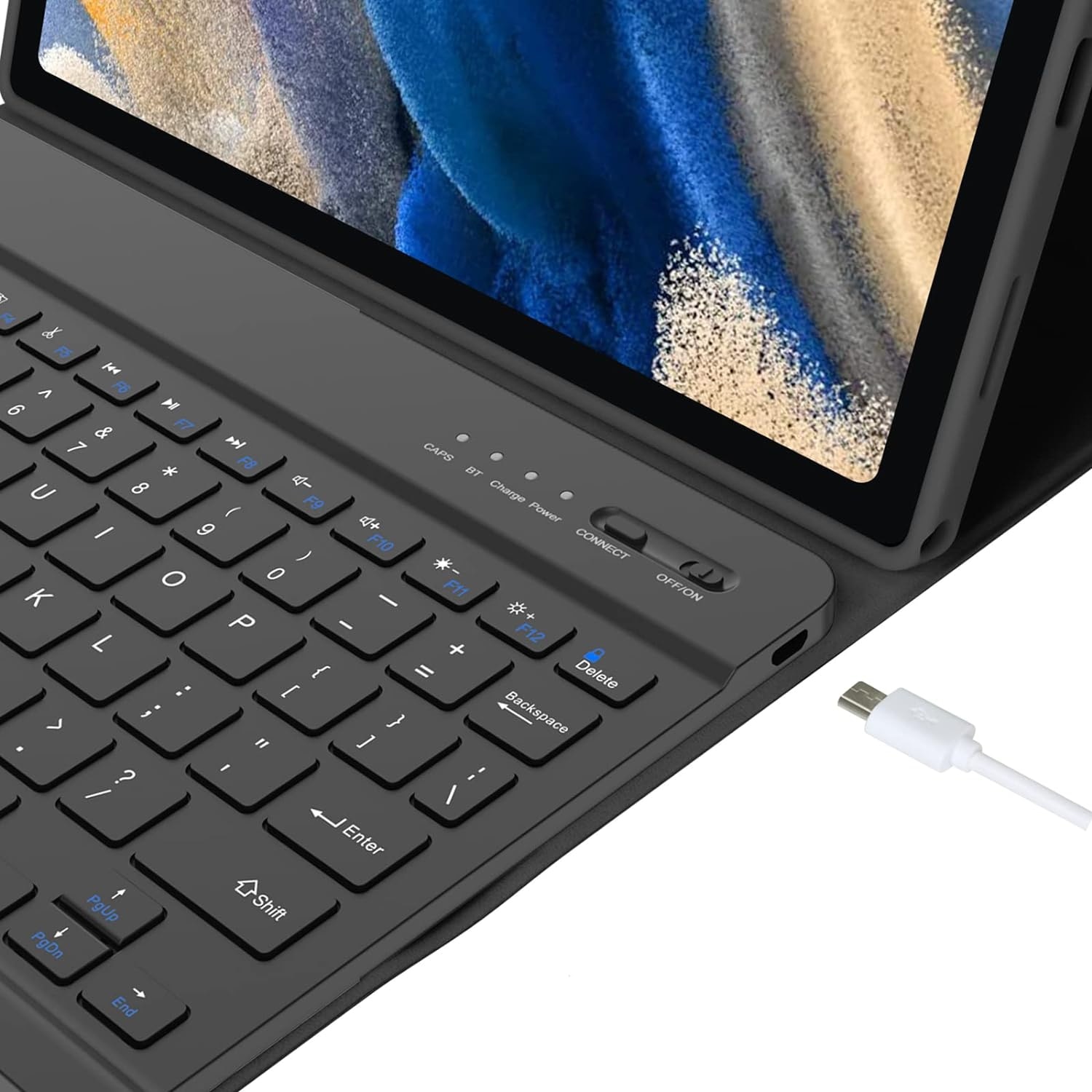 Etui cu tastatura pentru Samsung Galaxy Tab S8 11", protectie 360, suport multifunctional, negru