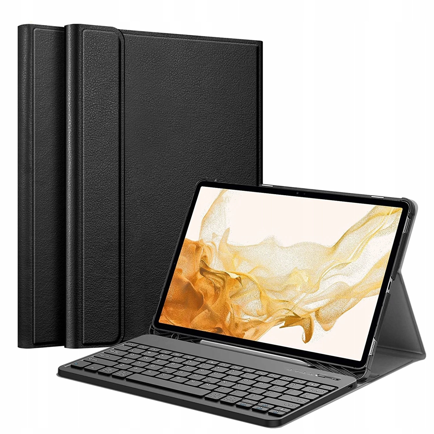 Etui cu tastatura pentru Samsung Galaxy Tab S8 11", protectie 360, suport multifunctional, negru