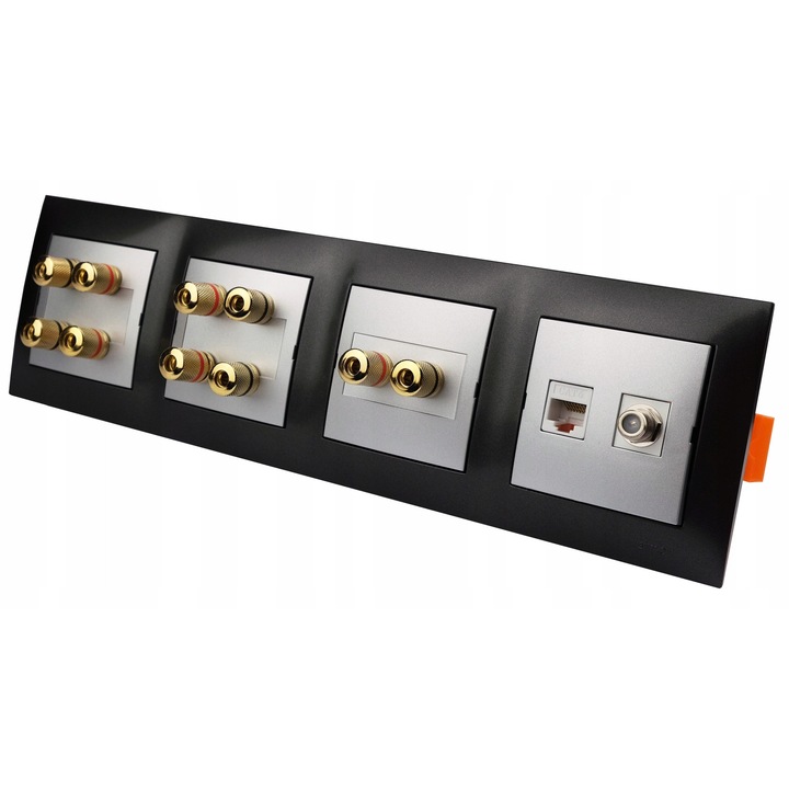 Gniazdo scientei Simon 54 Premium, F RJ terminal 10G, 24k aur, antracit/silver, 8,7x29,5x1cm