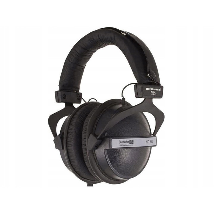 Casti Superlux HD660, inchise supraaurale pentru studio, cu cablu spiralat 3 m, negru, 1 buc