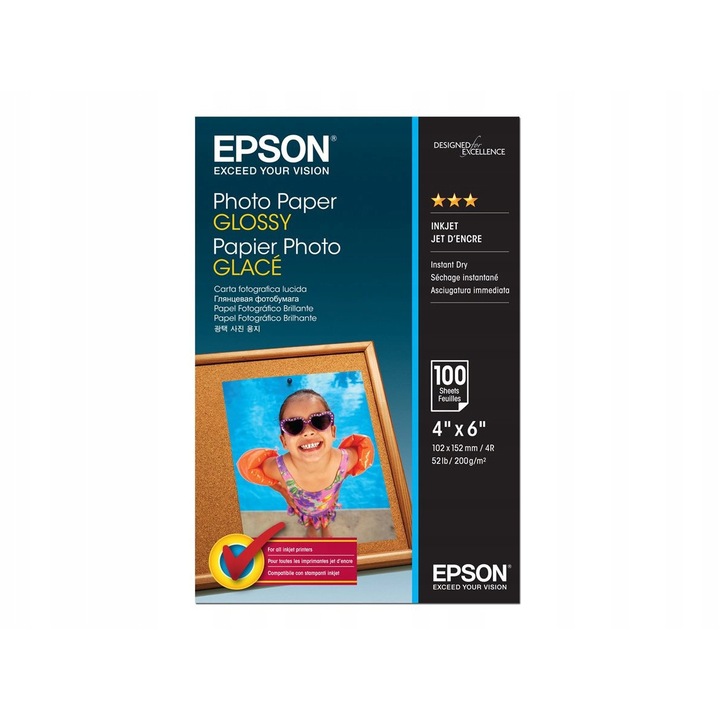 Epson fotópapír, 10x15cm, 200g, 100 lapos szett, fényes