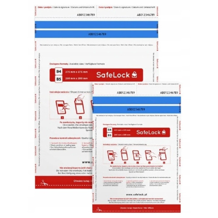 Set 50 plicuri sigure B5 transparente, Emerson
