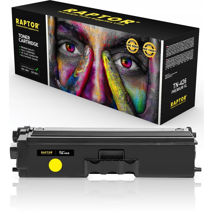 Тонер Raptor TN426YE за Brother HL-L8360CDW, MFC-L8900CDW, жълт, 9000 страници