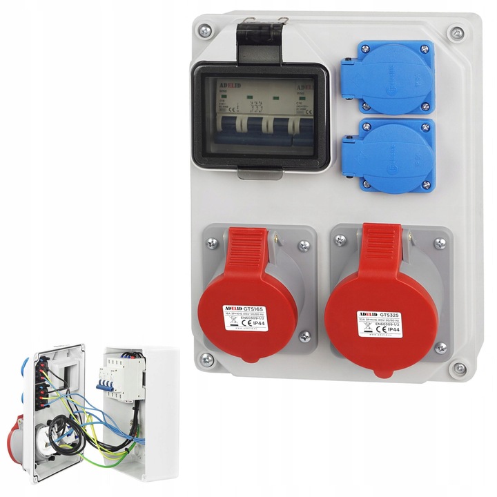 Електрически табла, Adelid, RSM 112C011, 2 контакта 230V, 1 контакт 32A, 1 контакт 16A, IP44, 245x190x90mm