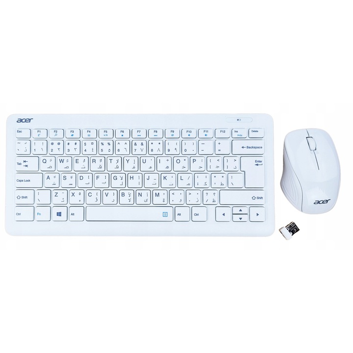 Tastatura si mouse wireless Acer, alb, 32x14cm, set
