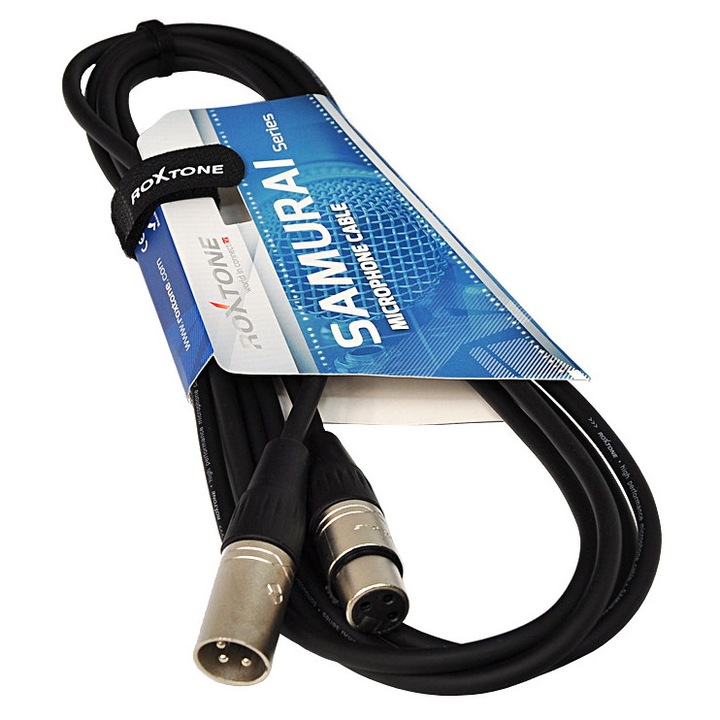 XLR-XLR mikrofonkábel 10m, Roxtone, flexibilis, PVC szigetelés, többszínű